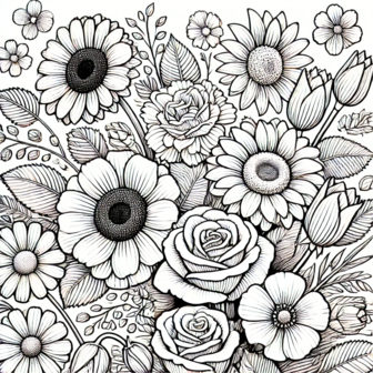 Bloemen Kleurboek &ndash; Bloemen Kleurplaten &ndash; Volwassenen En Kinderen Bloemboeketten