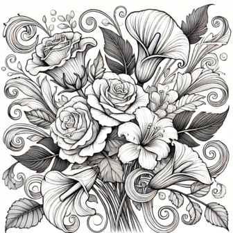 Bloemen Kleurboek &ndash; Bloemen Kleurplaten &ndash; Volwassenen En Kinderen Bloemboeketten