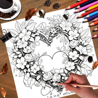 Love Vines Kleurboek &ndash; Kleurboek Bloemen En Harten &ndash; Romantisch kleurboek &ndash; Kleurboek Liefde