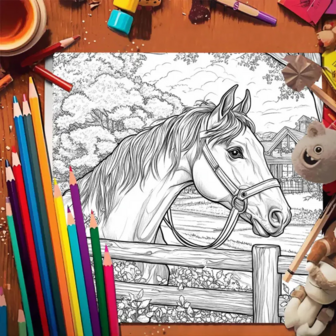 Paarden Kleurboek &ndash; Kleurboek Paardenillustraties &ndash; Creatief Kleurboek Paarden &ndash; Paarden Kleurplaten &amp;#x20