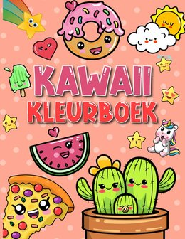 Kawaii Kleurboek - Kawaii Illustraties - Cute Kawaii Dieren - Kawaii Eten en Snoep - Schattige Kleurplaten