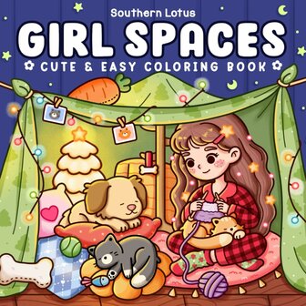 Girl Spaces Kleurboek - Southern Lotus - Bold &amp; Easy - Kleurboek Volwassenen en Tieners - Simpele Lieve Kleurplaten Meidend