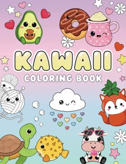 Kawaii Kleurboek - Kawaii Illustraties - Lieve Kawaii Dieren - Kawaii Eten en Snoep - Mindful Ontspannend Kleurboek 