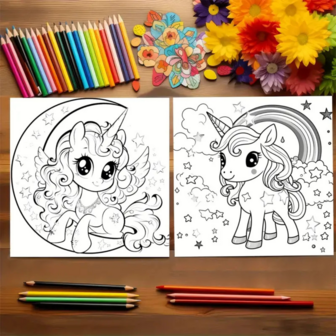 Unicorn Kleurboek - Kleurboek Eenhoorns - Magische Kleurplaten - Eenhoorn Illustraties