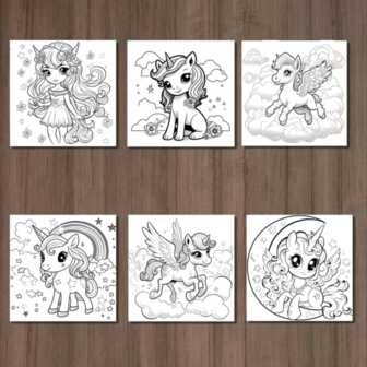 Unicorn Kleurboek - Kleurboek Eenhoorns - Magische Kleurplaten - Eenhoorn Illustraties