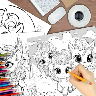 Unicorn Kleurboek - Kleurboek Eenhoorns - Magische Kleurplaten - Eenhoorn Illustraties