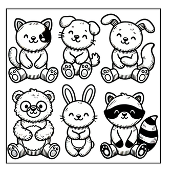 Lieve Dierenvriendjes Kleurboek - Fuzzy Friends Kleurboek - Schattige Dieren Kleurboek - Relax Kleurboek Volwassenen En Tieners - Hygge Friends - 50 Kleurplaten - 21,59 x 21,59 cm - Incl. 1 Alcoholmarker