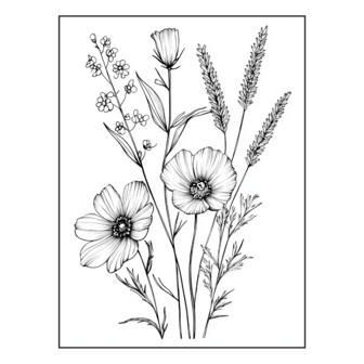 Bloemen Kleurboek - Bloemen Kleurplaten - Volwassenen En Kinderen Bloemboeketten - Kleurboek Natuur Wilde Bloemen - 21,59 x 21,59 cm - 40 Kleurplaten