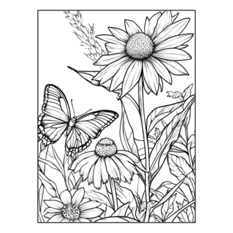 Bloemen Kleurboek - Bloemen Kleurplaten - Volwassenen En Kinderen Bloemboeketten - Kleurboek Natuur Wilde Bloemen - 21,59 x 21,59 cm - 40 Kleurplaten