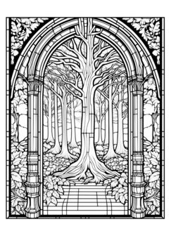 Kleurboek Glas In Lood Natuur - Glas In Lood Kleurplaten Landschappen - Stained Glass 