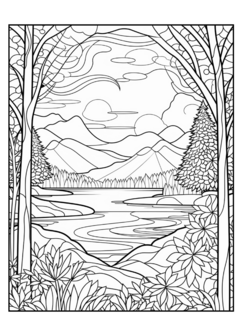 Kleurboek Glas In Lood Natuur - Glas In Lood Kleurplaten Landschappen - Stained Glass 