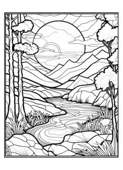Kleurboek Glas In Lood Natuur - Glas In Lood Kleurplaten Landschappen - Stained Glass 