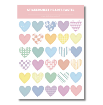 Studio Ins &amp; Outs - Stickervel Hartjes Pastel 2.0 - Hartjes Stickers - Pastelkleuren &amp; Patronen - 30 Stickers In Hartje