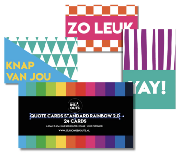 Studio Ins &amp; Outs - Set Van 24 Quotes Kaartjes - Rainbow 2.0 - Mini Kaartjes Leuke Uitspraken - Motiverende Kaartjes - Klei