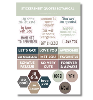 Studio Ins &amp; Outs - Stickervel Quotes Botanical 2.0 - Tekststickers - Stickers Met Quotes En Korte Teksten - Aardetinten - 