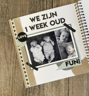 Studio Ins &amp; Outs - Invulboek Tweeling Baby&rsquo;s Ons Eerste Jaar - Baby Tweeling Dagboek - Herinneringen Boek