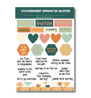 Studio Ins &amp; Outs - Stickervel Quotes Lente 2025 - Tekststickers - Voorjaar Quotes en Hartjes - Voorjaar Kleuren - 27 Stick