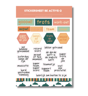 Studio Ins &amp; Outs - Stickervel Quotes Be Active 2025 - Sportieve Tekststickers - Stickers Met Quotes, Aanmoedigingen en Spo