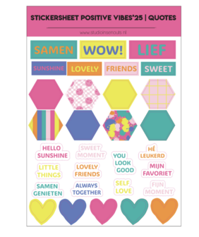 Studio Ins &amp; Outs - Stickervel Quotes Positive Vibes&#039;25 - Tekststickers - Stickers Met Quotes, Vriendschap &amp; Hartj