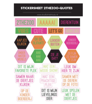 Studio Ins &amp; Outs - Stickervel Quotes 2thezoo&#039;25 - Tekststickers - Stickers Met Quotes, Dieren &amp; Uitjes - Neon Kle