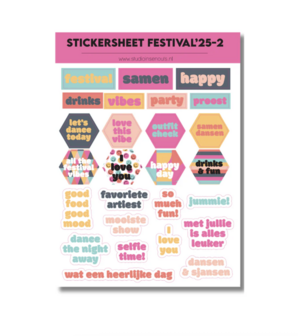 Studio Ins &amp; Outs - Stickervel Quotes Festival Vibes 2025 - Tekststickers - Stickers Met Quotes, Festival &amp; Vrolijke Teksten - Zomerse Kleuren - 27 Stickers