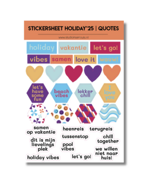 Studio Ins &amp; Outs - Stickervel Quotes Holiday&#039;25 - Tekststickers - Stickers Met Quotes, Vakantie &amp; Hartjes - Zomer