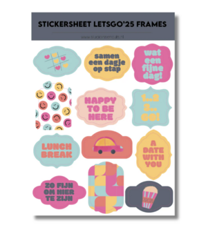 Studio Ins &amp; Outs - Stickervel Frames Let&rsquo;s Go 2025 - Stickers Met Frames En Banners - Uitjes Tekst Stickers - 12 Dagje W