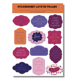 Studio Ins &amp; Outs - Stickervel Frames Love 2025 - Stickers Met Frames En Banners - Liefde Tekst Stickers - 12 Liefdes Stick