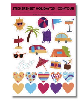 Studio Ins &amp; Outs - Stickervel Contour - Holiday&#039;25 - Zomerstickers - Vakantie Stickers - 20 Zomer En Vakantie Illustr