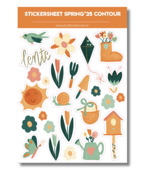 Studio Ins &amp; Outs - Stickervel Contour - Lente 2025 - Lente Stickers - Tuin &amp; Voorjaar Stickers - 25 Lente Illustraties