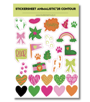Studio Ins &amp; Outs - Stickervel Contour - Animalistic&#039;25 - Dierenprint Stickers - Jungle &amp; Safari Stickers - 28 Ani