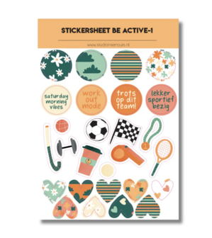 Studio Ins &amp; Outs - Stickervel Contour - Be Active 2025-1 - Sport Stickers - Sport Illustraties &amp; Actief Leven - 29 Sport Stickers