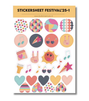 Studio Ins &amp; Outs - Stickervel Contour - Festival Vibes 2025 - Festival Stickers - Muziek &amp; Vibes Stickers - 27 Festiva