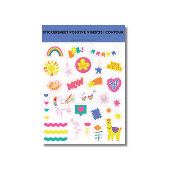 Studio Ins &amp; Outs - Stickervel Contour - Positive Vibes&#039;25 - Positieve Stickers - Vrolijke &amp; Motivatie Stickers - 