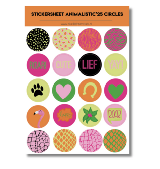 Studio Ins &amp; Outs - Stickervel Circles Animalistic&rsquo;25 - Ronde Dierenprint Stickers - 20 Animal Print Illustraties
