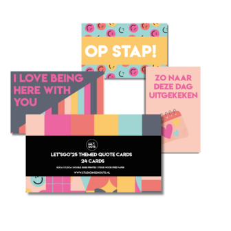 Studio Ins &amp; Outs - Set Van 24 Quotekaartjes - Kaartjes Met Quotes - Let&#039;s Go 2025 - Mini Kaartjes Leuke Uitspraken - 