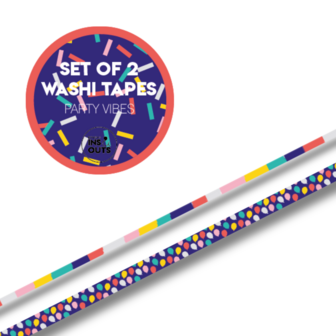 Studio Ins &amp; Outs - Party 2025 - Set Van 2 Washi Tapes - Masking Tape - Ballonnen &amp; Confetti - Vrolijke Kleuren - Journ