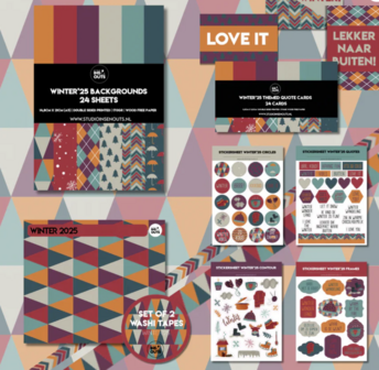 Studio Ins &amp; Outs - Complete Creatieve Set - Winter&rsquo;25 Collectie - Journaling &amp; Scrapbooking - Stickerboek Papier Was