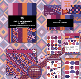 Studio Ins &amp; Outs - Complete Creatieve Set - Love&rsquo;25 Collectie - Journaling &amp; Scrapbooking - Stickerboek Papier Washi