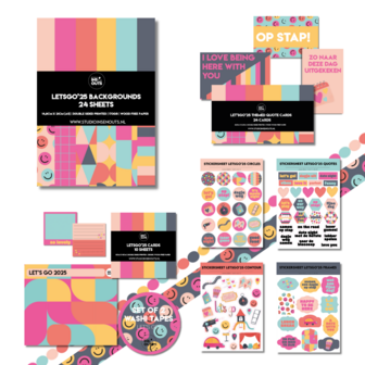 Studio Ins &amp; Outs - Complete Creatieve Set - Lets Go 2025 Collectie - Journaling &amp; Scrapbooking - Stickerboek Papier Wa