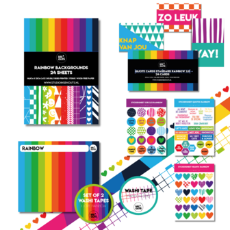 Studio Ins &amp; Outs - Rainbow 2.0 - Complete Creatieve Set - Scrapbook &amp; Journaling Pakket met Washi Tapes, Stickers, Quo