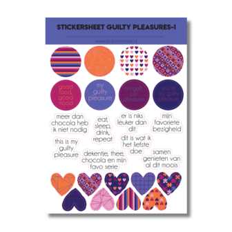 Studio Ins &amp; Outs - Stickervel Circles, Quotes &amp; Hartjes Guilty Pleasures - Tekststickers, Rondjes &amp; Harten - 25&nbsp;G
