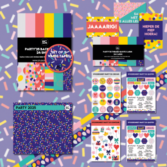 Studio Ins &amp; Outs - Party&rsquo;25 - Complete Creatieve Set - Washi Tapes &amp; Stickers - Scrapbooking &amp; Journaling - Vrol