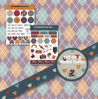 Studio Ins &amp; Outs - Mini Collectie Family&#039;25 - Scrapbook Set Familie Thema - Stickervellen &amp; Washi Tape - Warme Kl