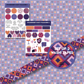 Studio Ins &amp; Outs - Mini Collectie Guilty Pleasures&#039;25 - Scrapbook Set Me-Time Thema - Stickervellen &amp; Washi Tape 