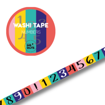 Studio Ins &amp; Outs - Mini Collectie Numbers&#039;25 - Scrapbook Set Cijfers Thema - Stickervellen &amp; Washi Tape - Vrolijk