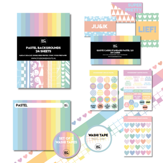 Studio Ins &amp; Outs - Pastel 2.0 - Complete Scrapbook Set - Scrapbook Pakket - Stickers &amp; Washi Tape - A5 Paperpad - Zach