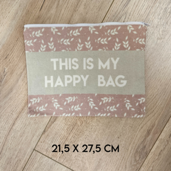 Grote Etui - Etui Met Rits - Pennenetui - Schooletui - Opbergtasje - Make Up Tasje - Roze, Beige, Botanical - This Is My Happy 