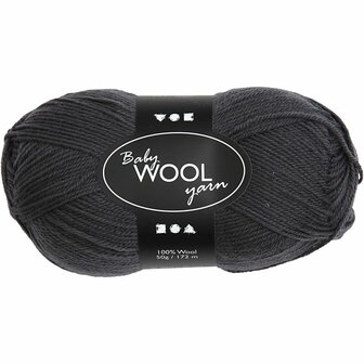 Baby garen donkergrijs &ndash; Babywol &ndash; Merino wol baby &ndash; Baby garen breien &ndash; Baby garen haken &ndash; 172 m &ndash; 50 g