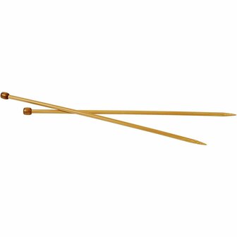 Breinaalden - Bamboe Breinaalden - Houten Breinaalden - Lange Breinaalden Met Knop - 6,5 mm - 35cm - 1 Paar